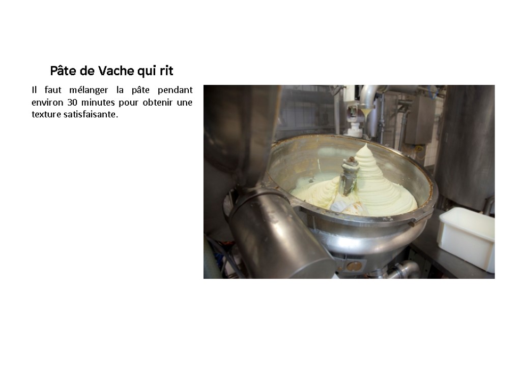 Pâte de Vache qui rit Il faut mélanger la pâte pendant environ 30 minutes Pâte de Vache qui rit Il faut mélanger la pâte pendant environ 30 minutes